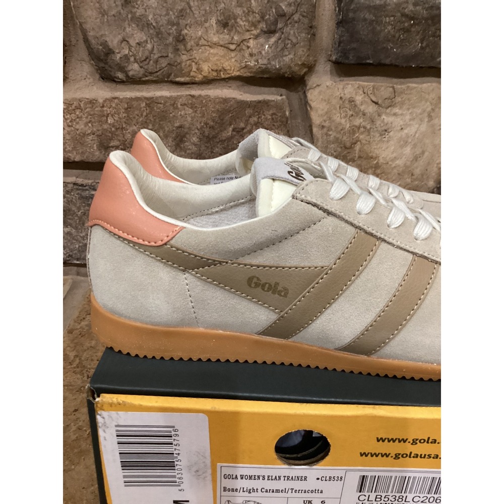 Gola Elan Trainer Bone Light Caramel Terracotta Suede Sneakers Size Womens 8 New - Picture 6 of 8